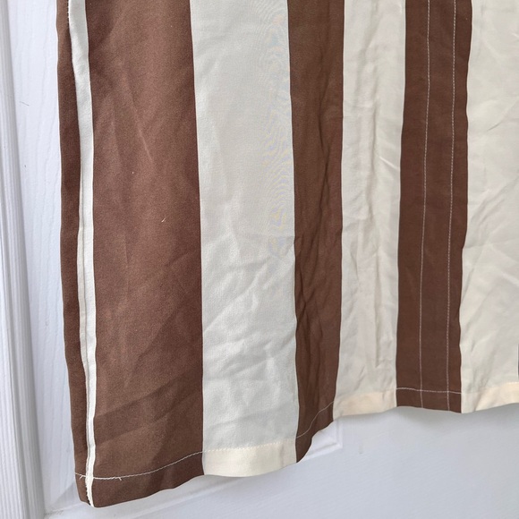 Vintage 90s Mod Silk Brown Stripe Shirt S - Picture 5 of 15